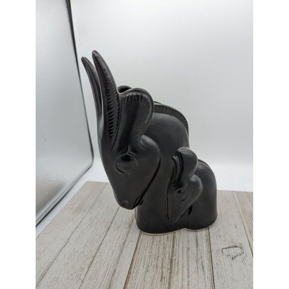 Vintage Shawnee Pottery Antelope Black Planter Vase Mother Baby #840 - Picture 1 of 11